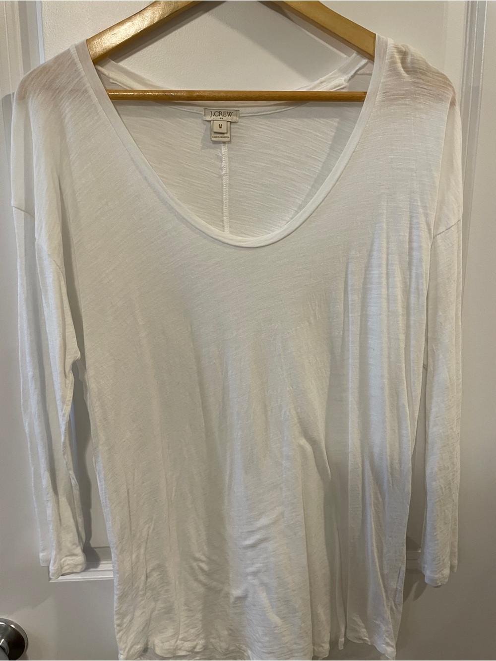 J. Crew White Scoop Neck Long-Sleeve Tee